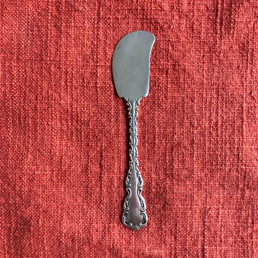 Whiting LOUIS XV Sterling Silver Flat Handle Butter Spreader, Approx. 4.25"